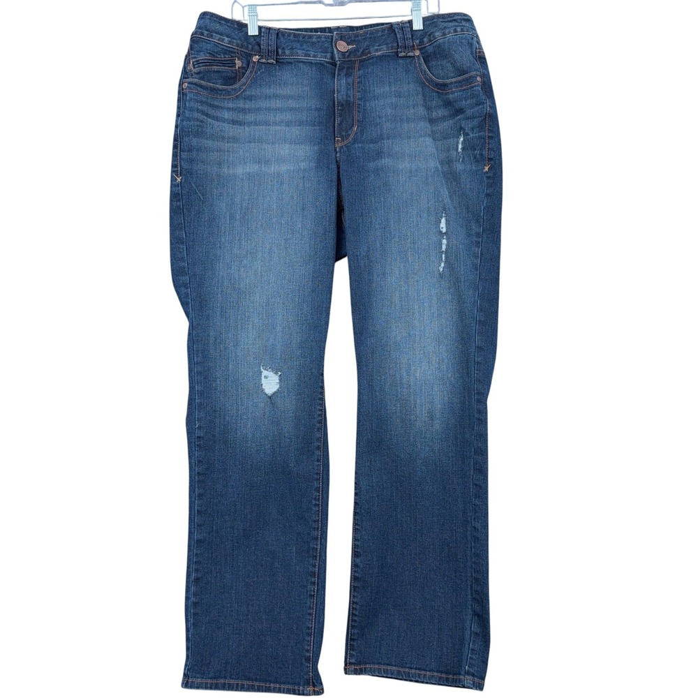 Lane Bryant Genius Fit Women 18 Average Cotton Blend Blue Straight Leg Jeans